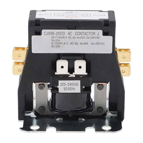 Air Conditioner Contactor, AC Definite Purpose Contactor, AC Motor Contactor Replacement Single Pole Relay CJX9B/25S/D 220V for for HVAC Systems, Elevators, Pools