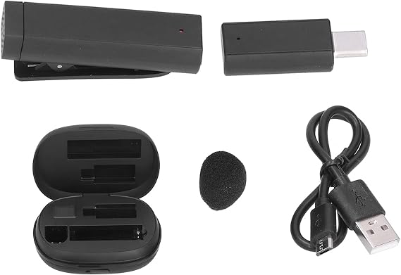 2.4GHz Wireless Mini Lavalier Microphone for Noise Reduction, Live Streaming, Interviews, Broadcasting Standard Type C Interface