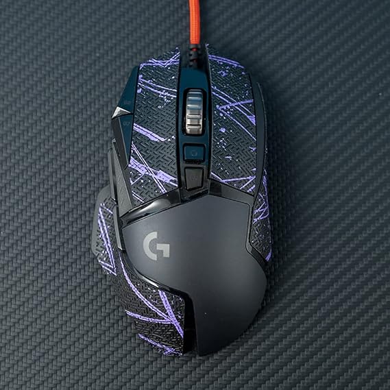 Mouse Grip Tape Sticker for Logitech G502 Hero SE Non Slip Suck Sweat Pre Cut Black Purple