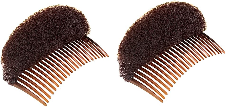 2Pcs 3.3inch Charming Bump It Up Volume Inserts Sponge Foam Hair Comb Do Beehive Hair Stick Bun Maker Tool Hair Base Styling Accessories Hair Increasing Tool Brown