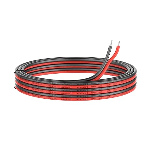 Haerkn 16awg 1.3mm² Silicone Electrical wire 2 Cores 5 Meters | 16 gauge 600V flexible Extension cable cord Stranded Tinned copper wire Hookup Model lead wire