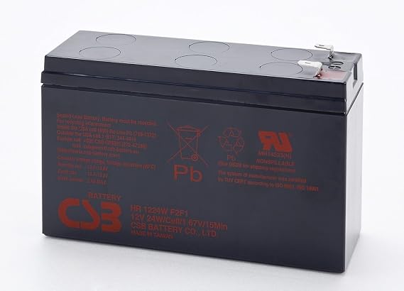 CSB HR1224WF2F1 - 12 Volt/6.4 Amp Hour (24 Watts) Sealed Lead Acid Battery with Polarized 0.250/0.187 in. Fast-on Terminals