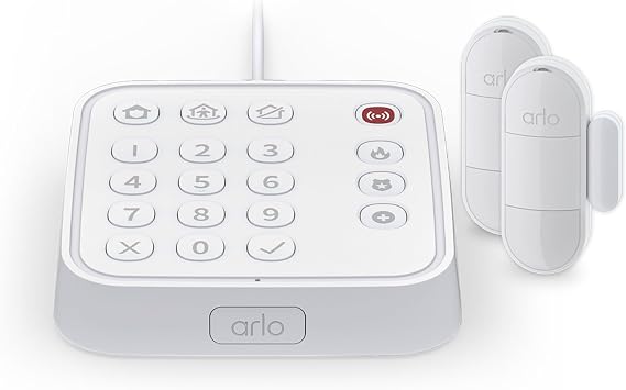 Arlo Home Security System - Wired Keypad Sensor Hub, (2) 8-in-1 Sensors, 24/7 Professional Monitoring- No Contract Required, DIY Installation, Alarm System for Home Security SS1201, White