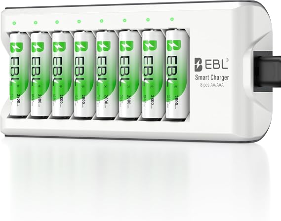 EBL 8 Pack 2800mAh Ni-MH AA Rechargeable Batteries and Rechargeable AA