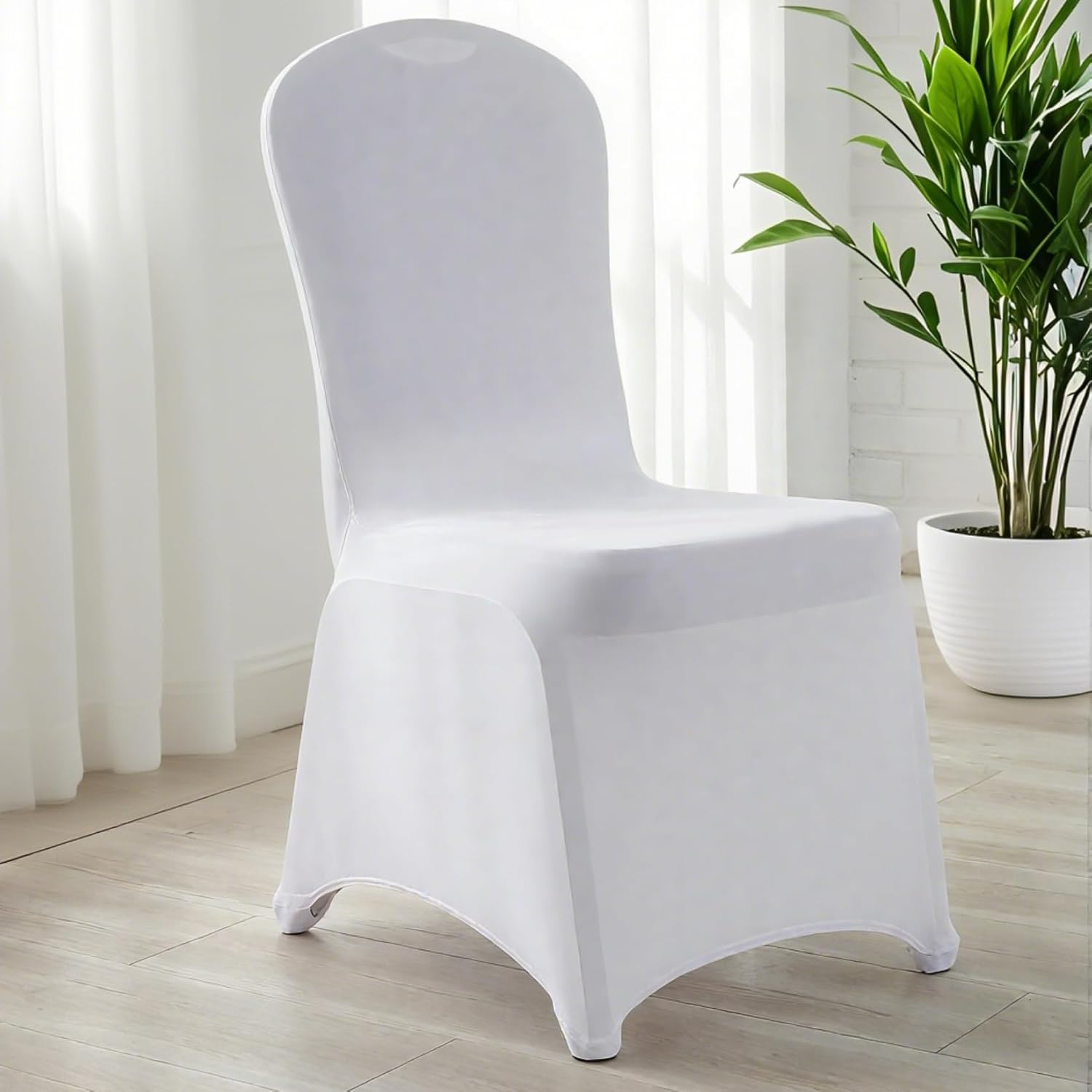 MAQIHAN Chair Covers - 3PCS Folding Chair Covers Spandex Stretch White Seat Covers for Wedding, Banquet, Party, Birthday, Dining, Decorations White