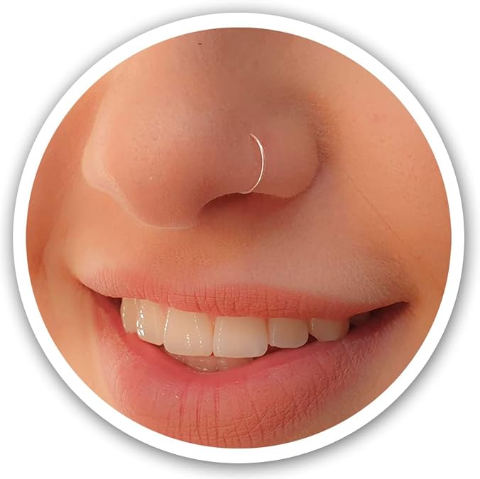 Fake Nose Ring - Tiny Thin 24 Gauge Faux Nose Piercing For Women - 925 Sterling Silver Clip On Nose Hoops Jewelry - Comfortable Smooth Fake Nose Rings - No Piercing Needed - Gift Ready