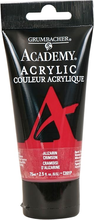 GRUMBACHER Academy Acrylic Paint, 75ml/2.5 Ounce Plastic Tube, Alizarin Crimson (C001P)