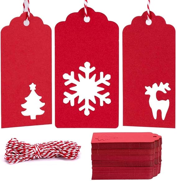 Gift Tags with Holes Present Wrap Tag Paper Small Xmas Gift Tags with Twine Vintage Gift Labels Christmas Tags Bulk 100pcs