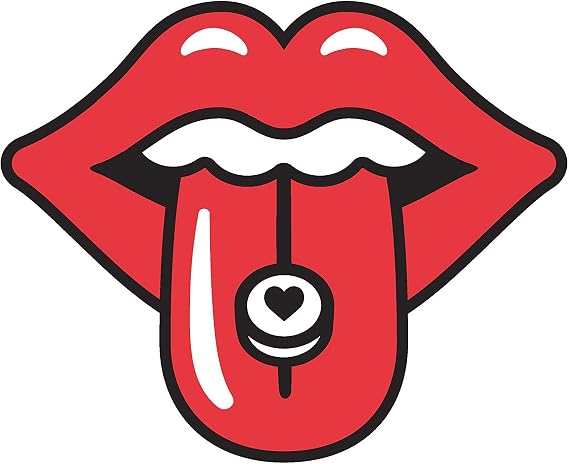 Sexy Red Lips Tongue Out with Pill Cartoon Truck Car Bumper Sticker Vinyl Decal 5"
