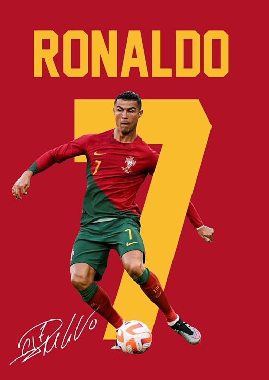 Cristiano Ronaldo Signed Poster Print – Portugal National Team Legend Tribute Wall Art with Signature & Jersey No.7 – Iconic Forward Memorabilia for Football Fans, A1 HUGE Poster Print (840x594mm)