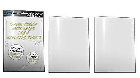 LightDims White Dims Self Adhesive Dimming/Softening Sheets for Harsh LED Lights 8"x10.5" Size (3 Sheets) Neutral Color & a Free Mystery Gift Sheet (4 Sheets Total). Packaging May Vary