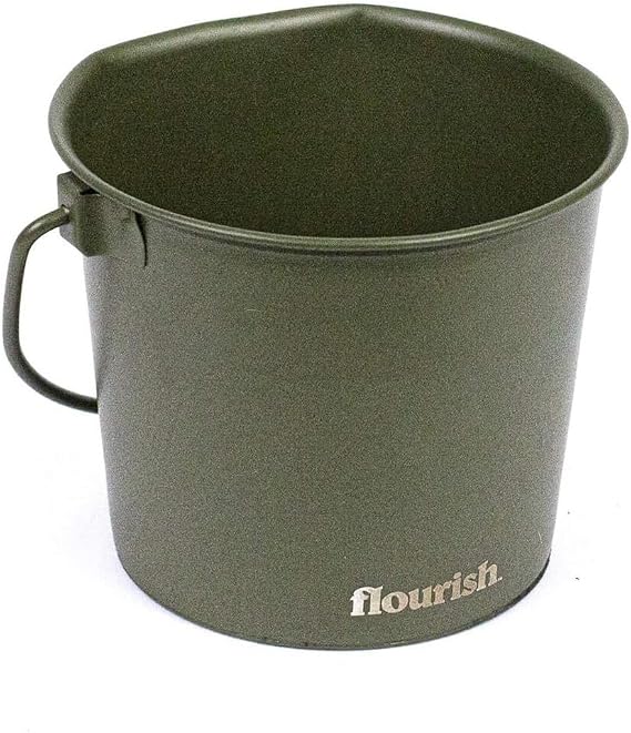 Flourish Pets Stainless Steel Dog Bucket (2 qt Army Green Powder Coated)