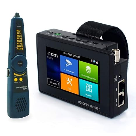 4inch Touch Screen H.265 4K IP Camera Tester CCTV CVBS Analog Tester Built in WiFi with POE/WIFI/8G TF Card/HDMI Output/RJ45 TDR (4 Inch Portable Wrist IPC Tester)