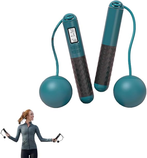 Skipping Rope with Counter, Jump Ropes for Fitness, Skipping Rope Adult Fitness, Digital Jump Rope with Counter for Women Men and Kids, Weighted Handles, for Exercise, Boxing, MMA, Gym