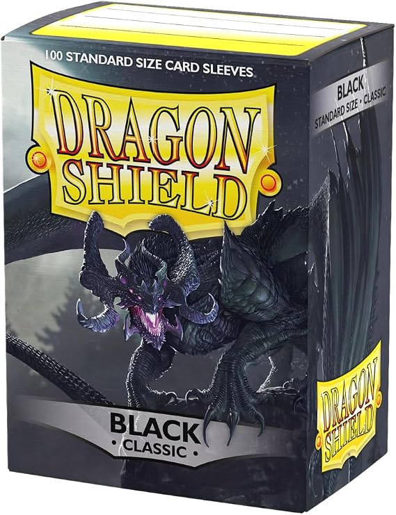 Dragon Shield | Standard Size Card Classic Sleeves | 100 CT - Smooth & Tough Premium TCG Sleeves - Compatible with Pokemon, Flesh & Blood, One Piece & Magic the Gathering | Black