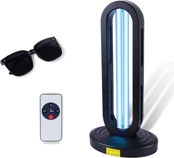 UV Light Sanitizer,UVC Light Sanitizer for Room,Ultraviolet Light with 3- Speed Timing and Remote Control,38W UV Lamp for Home,Kitchen, Baby Room,Office (Black) [Energy Class A+++]