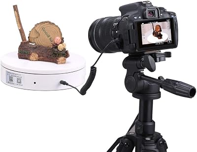 360 Degree Photography Turntable, Electric Rotating Turntable,7.87in Diameter, 44LBcapacity, App & Software Control, with Shutter Cable for Canon