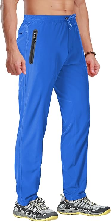 Men's Running Pants Lightweight Quick Dry Hiking Jogger Sweatpants Zipper Pockets