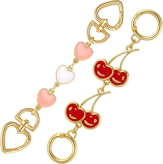 Purse Extender Chain,Bag Extender Chain Exquisite Purse Strap Extender for Women (Heart Cherry)