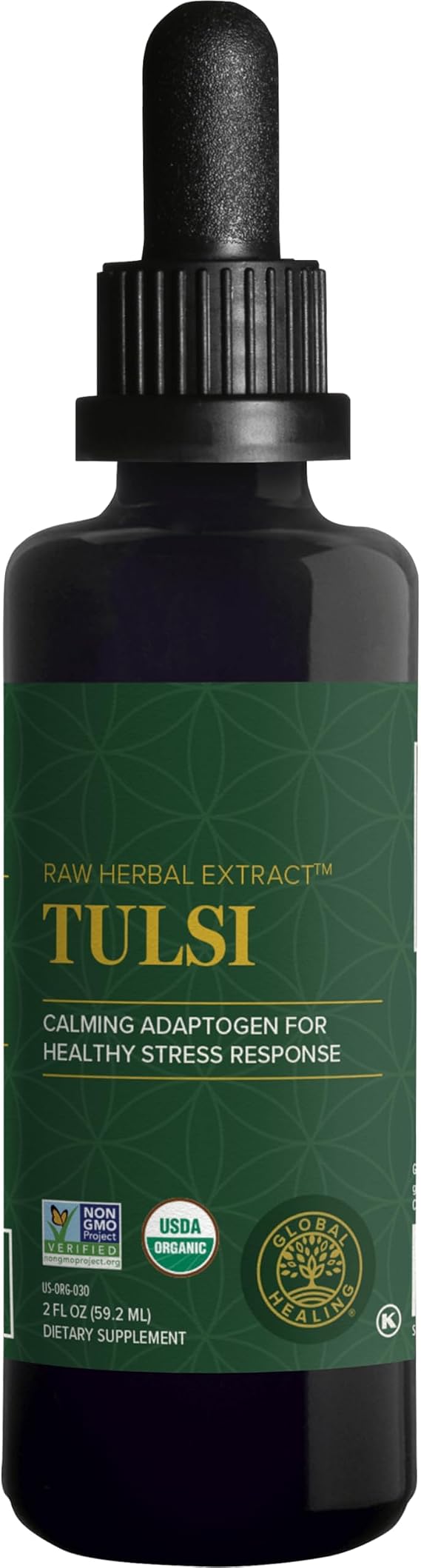 Organic Tulsi Holy Basil Extract, Supplement Drops, Stress Response (2 Oz)