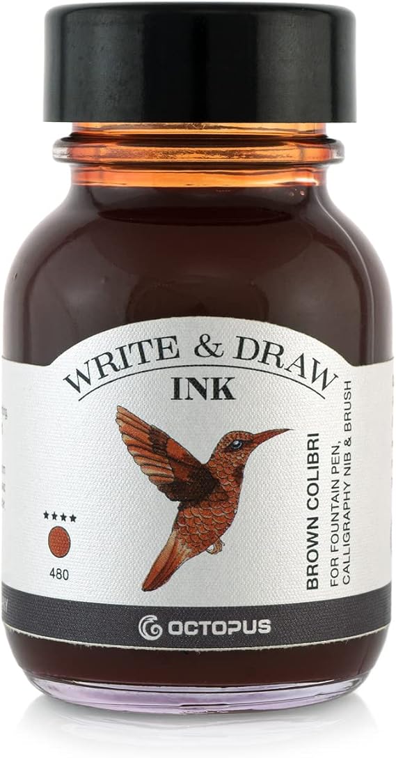 Colibri Octopus Write and Draw Ink - Brown, Waterproof, Non-fading, 50 ml