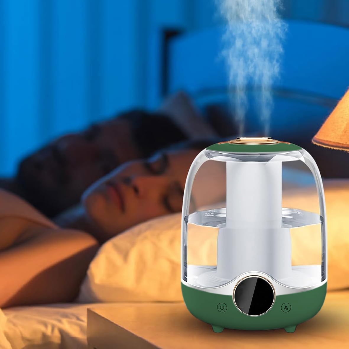 Coverzone 3 Liter Volume Humidifier Steam Machine Humidifier Aroma Therapy Diffuser 3000 Ml Capacity 21x16 cm Home Office Spa Room Humidifier K07 Green