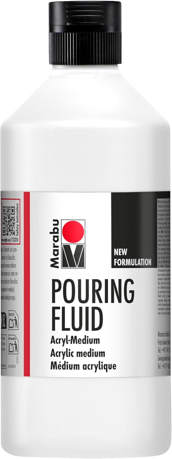 Pouring Fluid Acrylic Medium Thin Liquid M for Casting Applications and Filling Techniques - Improves the Gradient Properties of Acrylic Paints - Non-Yellowing 500 ml White