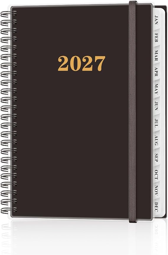 2027 Planner, Calendar Planner, 2027 Planner Weekly and Monthly, January 2027 - December 2027, Agenda with Inner Pocket, Elastic Band, 6.25" x 8.5", Black