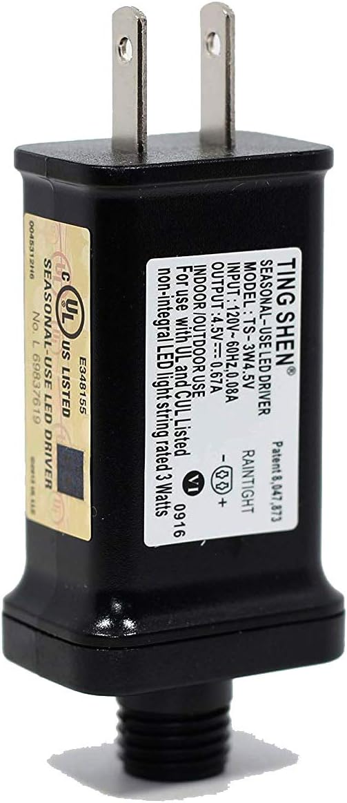 TS-3W4.5V Power Supply, US Plug Adapter, Seasonal-Use LED Driver,Black color