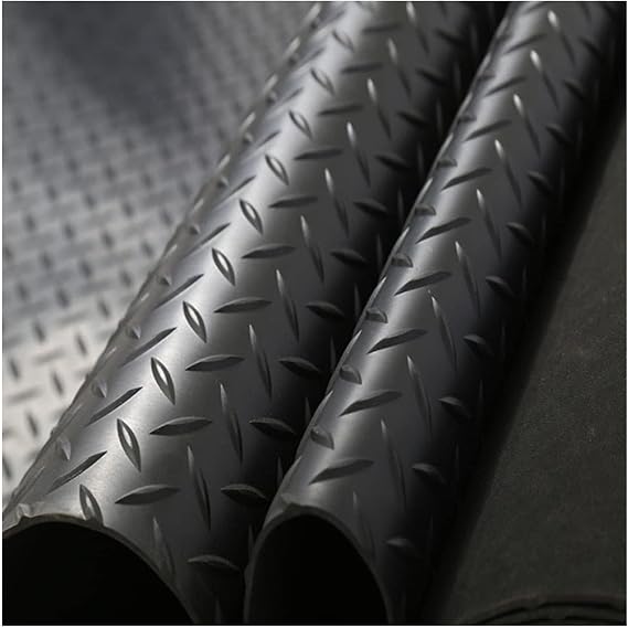 SRNSAEB 1m 2m 3m 4m 5m 6m Length Rubber Garage Floor Mats for Under Car, Non-Slip Insulated Heavy Duty Factory Workshop Warehouse Flooring Rolls, Easy to Clean and Cut(Black,1m x 1m/3.3ft x 3.3ft)