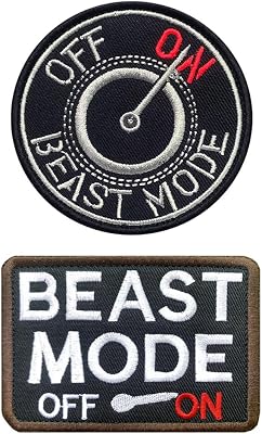 2 Pieces Beast Mode On Tactical Funny Patch Embroidered Tactical Flag Patch Hook & Loop Emblem Patches for Backpacks,Caps,Vest,Clothes,Bags,Jeans,Hats,Animal Harness
