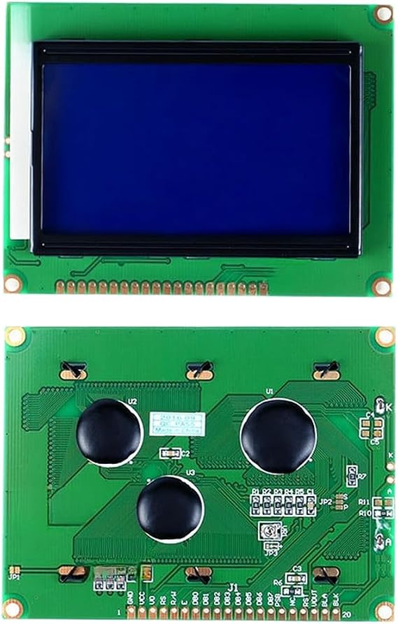 128x64 LCD Display with Backlight and Built-in Boost Circuit for Wide Input Voltage Range Compatible with Various Microcontrollers (A)