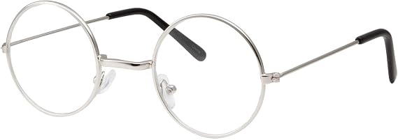 grinderPUNCH Gold Santa Claus Costume Glasses, Round Metal Frame Fake Glasses Non-Prescription for Adults
