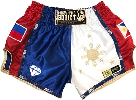 Muay Thai Addict Philippine Valor Slim Cut Muay Thai Shorts Retro Thai Boxing Shorts for Training & Competition