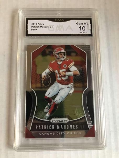 2019 Prizm Football #210 Patrick Mahomes II Kansas City Chiefs Graded GEM MINT GMA 10 Official NFL Trading Card by Panini America (Serial Number May Vary)
