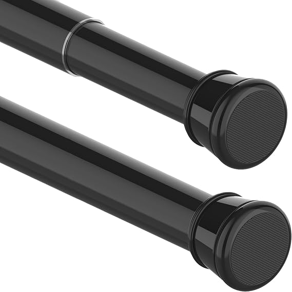 1PC Shower Curtain Pole Extendable No Drill Tension Rods for Curtains Extendable Curtain Poles Shower Curtain Railfor Bathroom, Window, Door, Wardrobe, 46-70CM/18.11-27.56Inch(Diameter:25mm) Black