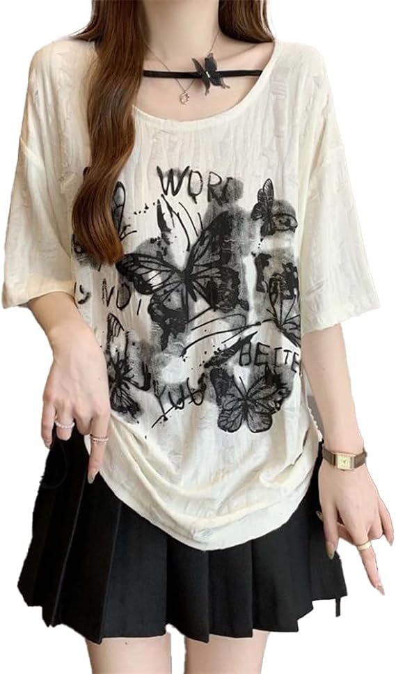 Emo Grunge Shirt Women Tees Graphic Baby Y2k Tops
