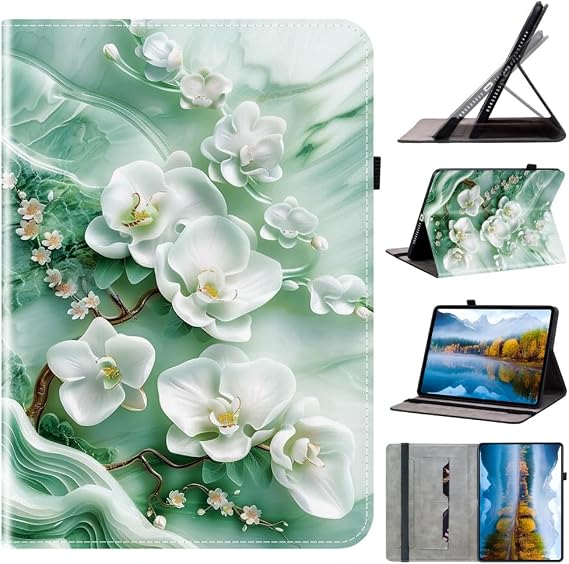 Cute Art Tablet Case with Card Slot and Multi-Angle Stand, Protective Leather Folio Cover for Amazon Fire HD8 (2015/2016/2017/2018) - B