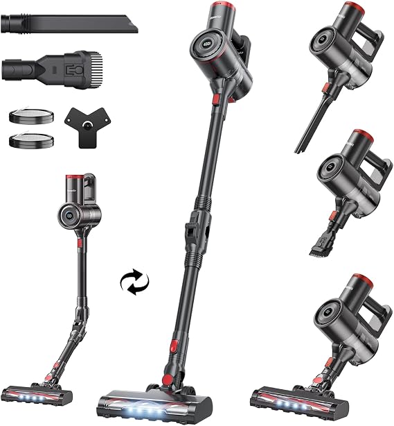 RONEAIR Cordless Vacuum Cleaners for Home,40Kpa 45Mins Vacuum Cleaner Cleans Under Furniture Without Bending,Self-Standing,Powerful Stick Vacuum Cordless for Pet Hair,Hard Floors,Carpets,Car