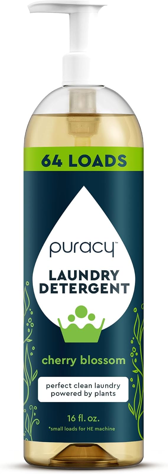 Puracy Laundry Detergent - Enzyme-Powered Liquid Laundry Detergent Concentrate, Natural LaundryDetergent Seen on TikTok, Non-Toxic (Cherry Blossom, 16 fl oz, 64 Loads)