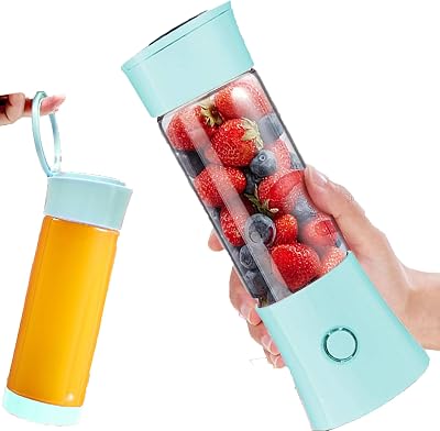 Toycol Portable Blender Mini Personal Juicer Cup Travel Smoothie Maker with Updated 6 Blades,Wireless USB Rechargeable Fruit Juice Mixer with 4000mAh Battery 16Oz for Outdoors,Home Christmas Gift Blue