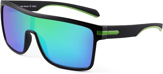 JIM HALO Shield Polarized Sunglasses Men Women Oversized Flat Top Square | One Piece,Trendy,Driving,Lightweight