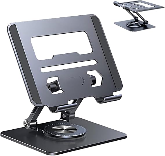 Laptop Stand for Desk Aluminum Alloy 360 Rotating Adjustable Holder | Laptop Desk Stand Computer Holder for Home College Dorm Apartment School Travel Smartphones Notebooks Tablets Live Streaming