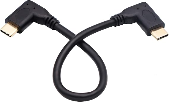 90 Degree USB 3.1 Type C Male to Male Gen 2 (10Gbps) Connector Extension Cable, Supports Charging, Data, Audio, Video Cable for New MacBook Pro 2017,USB-C Hub,Type-C Devices,Laptops(20cm-M/M)