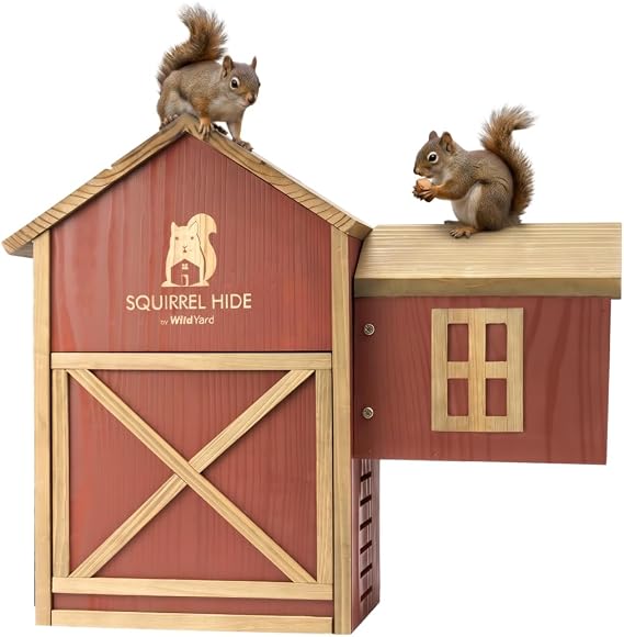 WildYard Squirrel House for Outside - Cedar, Dual Chamber with Ladder