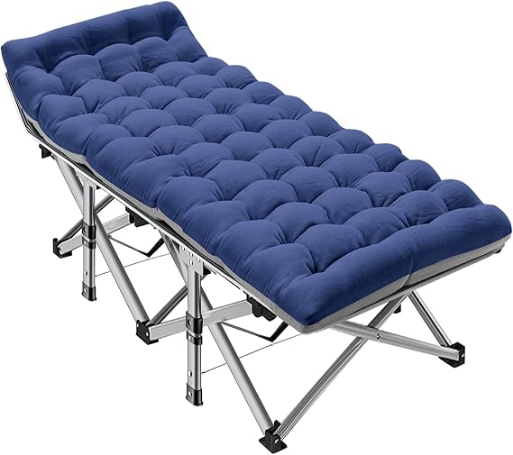ABORON Camping Cot for Adults, 28 in Wide Folding Bed with Mattress | 800 lbs Capacity Heavy Duty Steel Frame, 1200D Oxford, Cot with Removable Pad and Carry Bag For Camping, Home And Travel