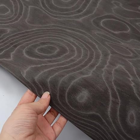 Black Ring Patterned Tech Wood Veneer - 0.5mm Thick, 2.5x0.58M for DIY Creativity, Furniture Beauty, Speakers Style, Car Interiors Upgrade Home Decor Charm.