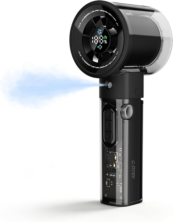 Handheld Misting Fan, 100 Speed 4000mAh Rechargeable Portable Fans - Black