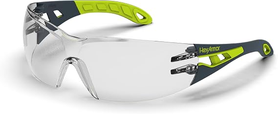 HexArmor MX200 Clear 2F Safety Glasses for Men and Women | Anti-Fog | Scratch Resistant Wrap Around Lenses | Metal-Free | Certified ANSI Z87+ Safety Glasses | 100% UV Protected Eyewear