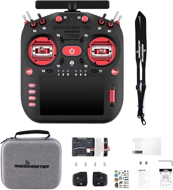 HTLNUZD RadioMaster TX16S MK3 MAX RC Transmitter, ExpressLRS 2.4GHz 900MHz, AG02 CNC Hall Gimbal 5" IPS Touchscreen EdgeTX